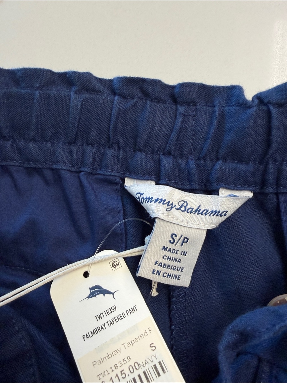 Tommy Bahama Woman’s  Drawstring Linen-Blend Pants — Navy - Picture 3 of 4